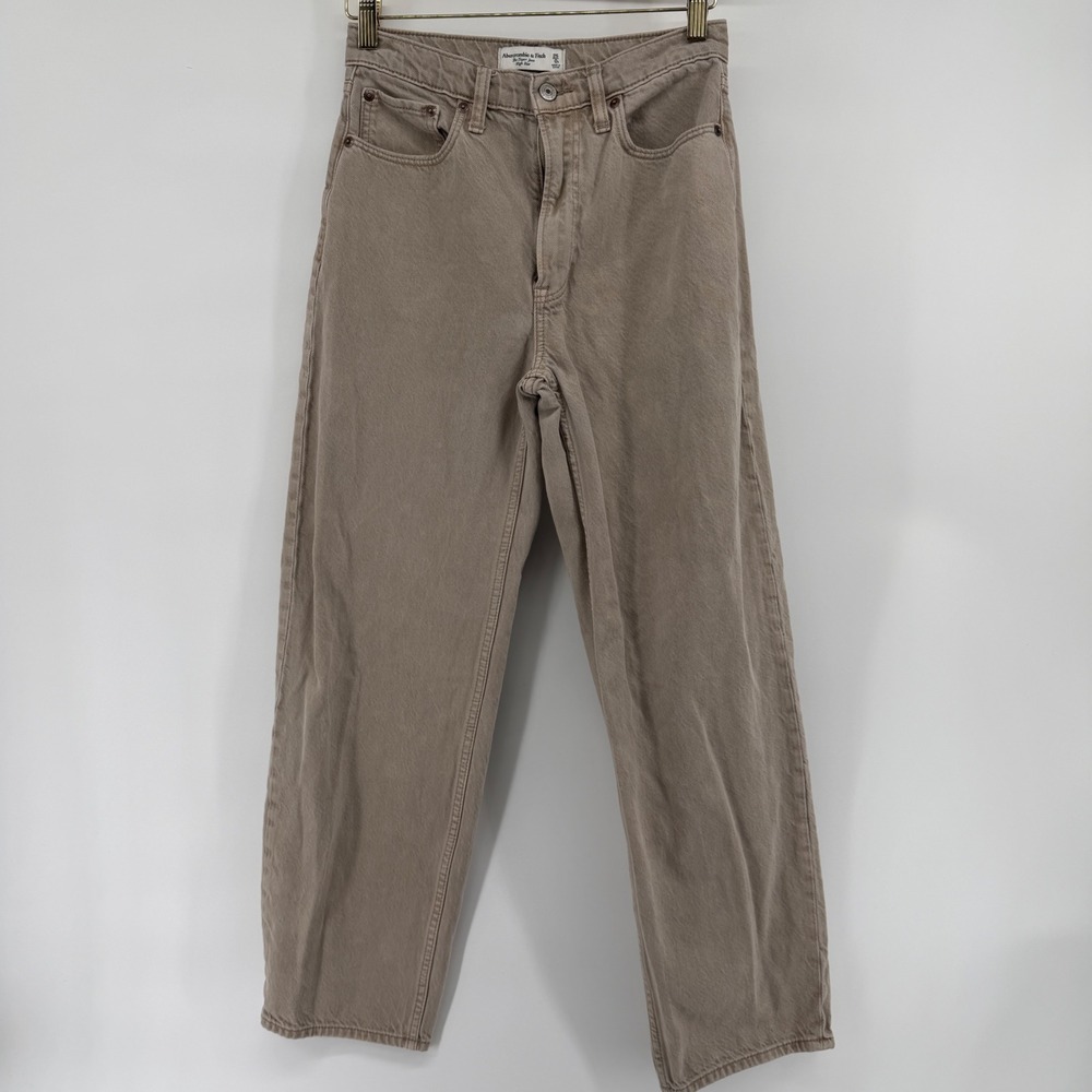 Abercrombie & Fitch The Taper Jean High Rise Taupe Brown Denim Size 25 0S